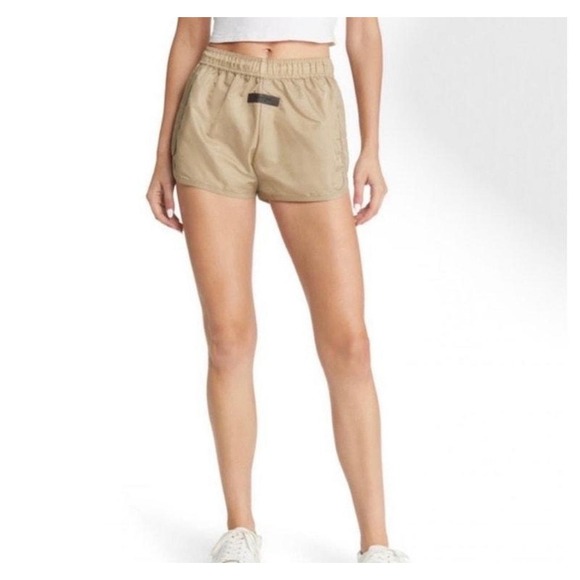 Fear of God Essentials Pants - NWT Fear of God Essentials Women Nylon Running Shorts Harvest Tan Logo Medium